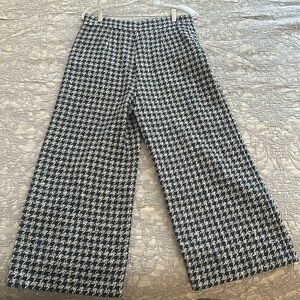 Zara tweed wide leg pants  blue and white with gold buttons size L